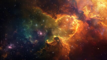 a cosmic odyssey of vibrant colors and celestial phenomena, white space in the center of the page for text, vivid and dynamic hues against a cosmic background