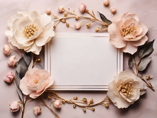 Dried flowers create a frame around the blank paper.
