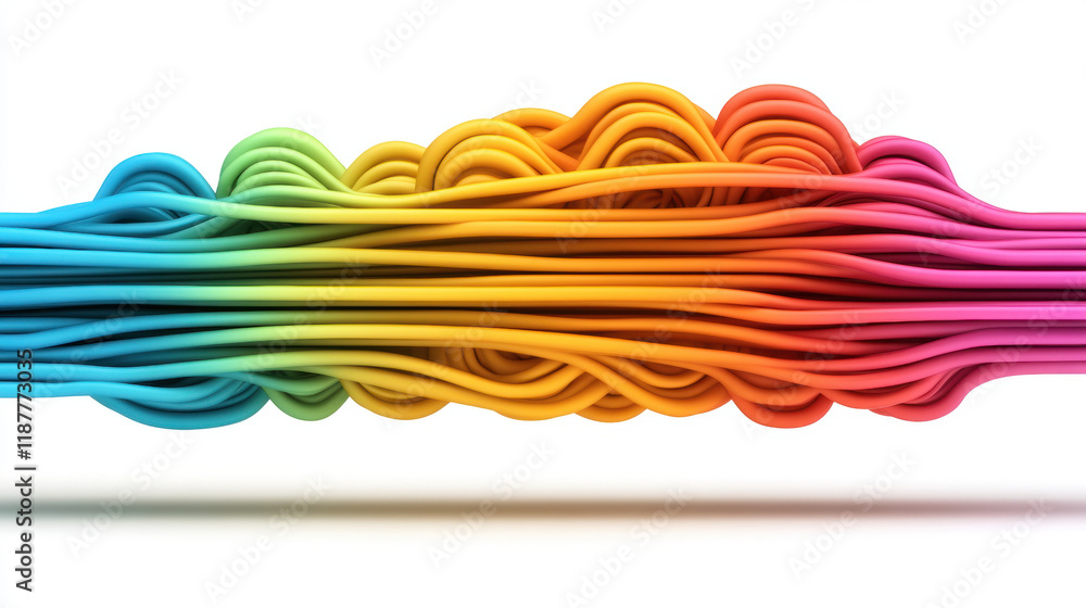 Poster cloud memory, 3d model of a colorful cloud emitting data streams, high fidelity image suitable for d