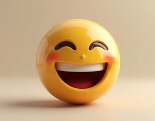 Fototapeta premium Giggles and Grins: A 3D Rendering of a Joyful Emoji