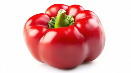 Fresh Red Bell Pepper Isolated on White Background Clean High Quality