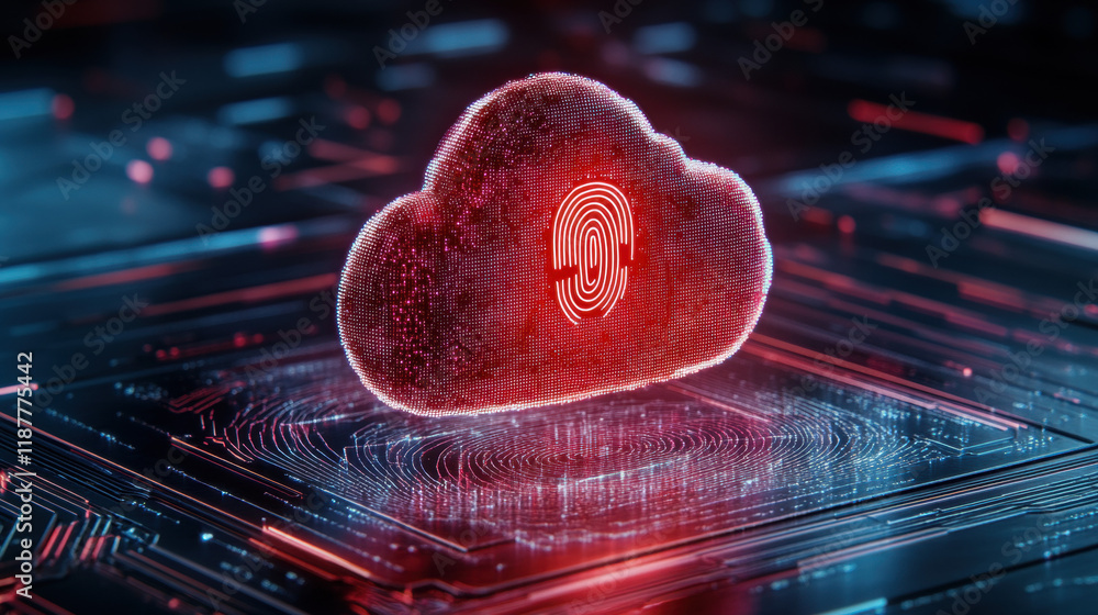 Poster cloud memory, a high-fidelity 3d rendering of a glowing cloud with intricate details, ideal for crea
