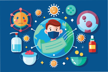 Naklejka premium 3D infographic design of hmpv and covid virus prevention measures, masks, handwashing, and social distancing hmpv and covid virus Clipart Vector