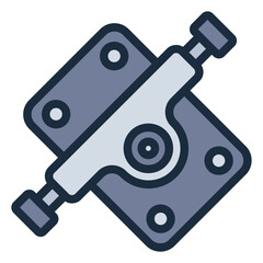 Skateboard truck filled line icon representing essential parts of a skateboard