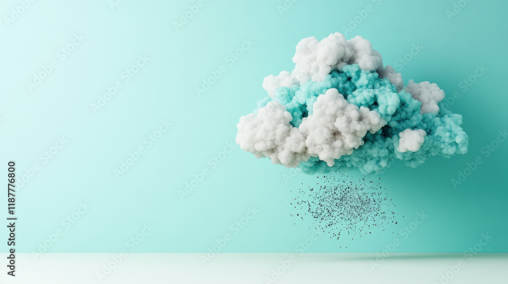 Poster cloud memory, a high-fidelity 3d visualization of a cloud featuring satellite signals, ideal for sto