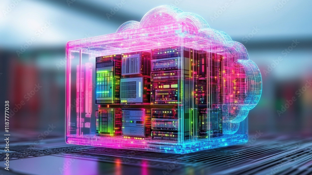 Poster cloud memory, a high-fidelity 3d visualization of a cloud featuring transparent layers, suitable for