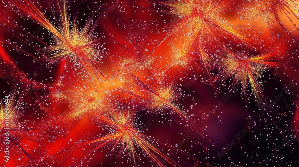 Poster fiery abstract background with glowing particles and dynamic energy