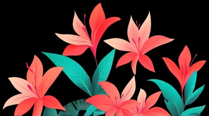 Fototapeta premium Vibrant Floral Composition with Detailed Botanical Elements in a Stunning Design