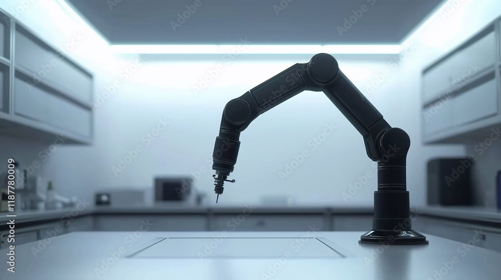Aufkleber robotic arm in a sterile lab setting.