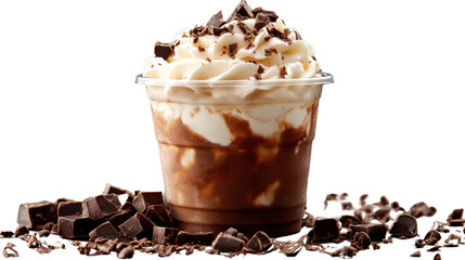 chocolate ice cream with coffee isolated on white background 