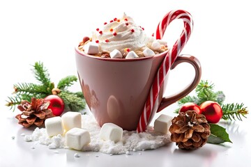 Silhouette Hot Cocoa: Festive Winter Drink Photography - Marshmallows, Candy Cane, Whipped Cream