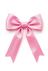 Fototapeta premium A Pink Satin Ribbon Bow Isolated On White