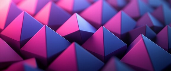 Fototapeta premium Abstract background with pink and blue pyramids.