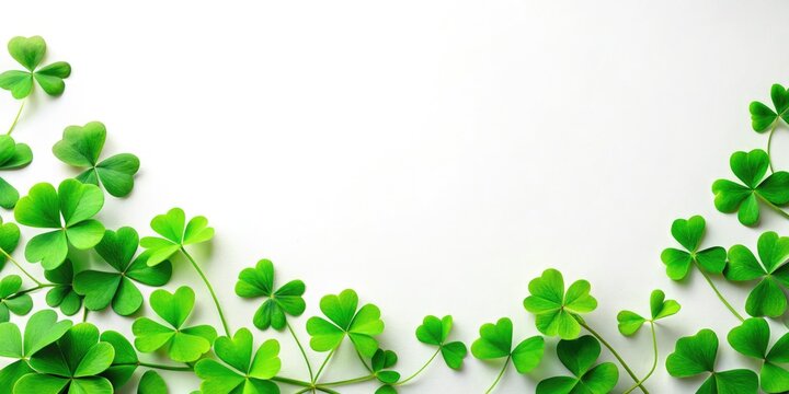 Simple green shamrock border frames a white background, perfect for St. Patrick's Day messaging.