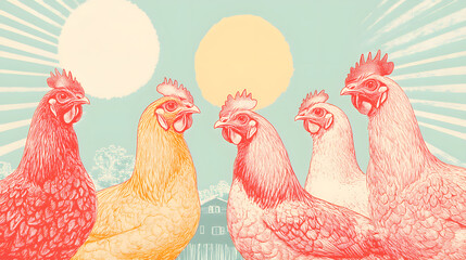 Fototapeta premium Creative Chicken Concepts, From Vibrant Farm Scenes and Food Styling