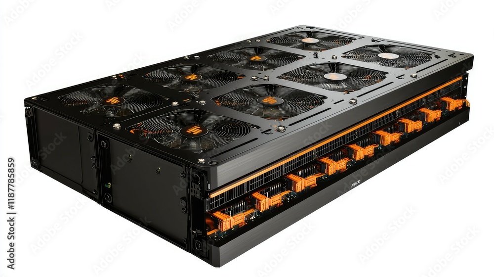 Poster high-performance data center server with multiple cooling fans