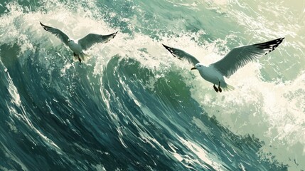Fototapeta premium Sea landscape with digital art style