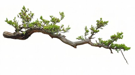 Fototapeta premium Isolated Green Tree Branch on White Background for Creative Projects