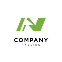 Letter N Golf flag Logo Icon Vector