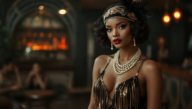 Flapper Woman: Elegant 1920s Glamour Portrait