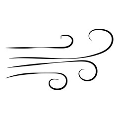 Doodle wind line sketch. Hand drawn doodle wind motion, air blow, swirl elements. Sketch drawn air blow motion, freshness, smoke flow art. Wind and air flow icons gusts. vector illustration