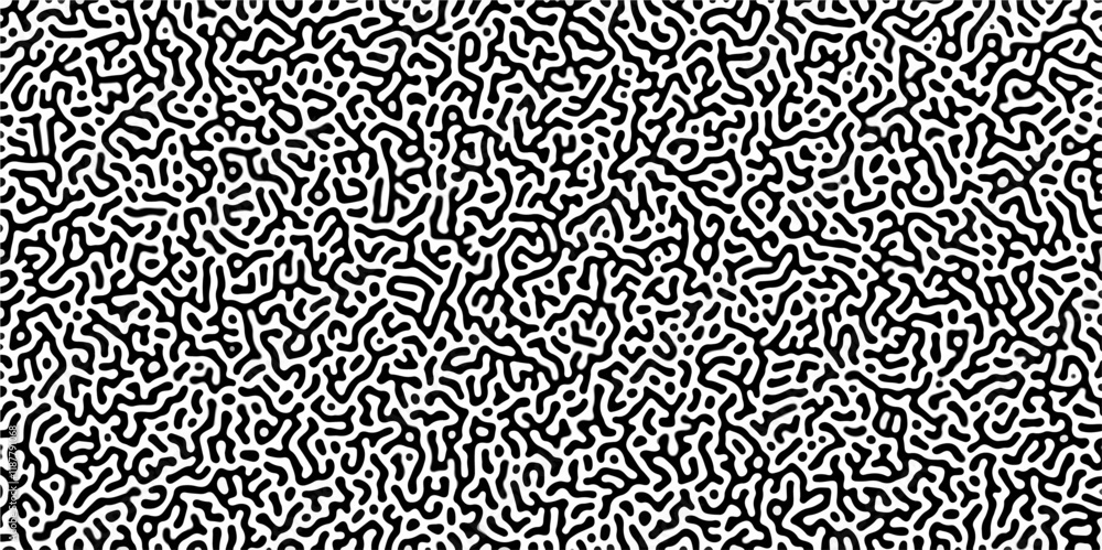 Poster organic seamless patterns with rounded lines diffusion reaction background. monochrome background of