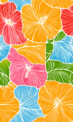 Creative Seamless Pattern 2D Doodle Floral Illustrations for wallpaper, card, tile.