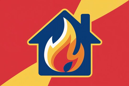 Illustration of a house engulfed in flames, symbolizing the importance of home insurance protection against fire hazards.