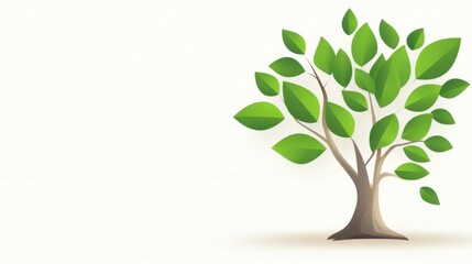 Vibrant Green Tree with Leaves on a Light Background for Nature and Ecology Representation