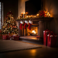 christmas stocking over a fireplace