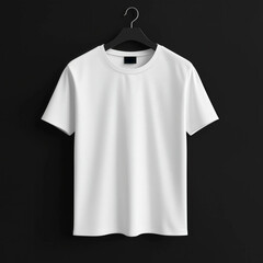 White T shirt Mock up hanging on clothes hanger