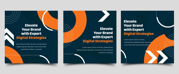 Square business background text social media post template design, featuring contemporary circle and line element