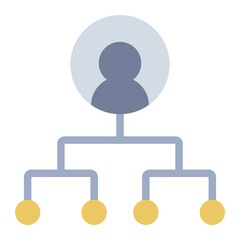 Organization hierarchy flat icon symbolizing leadership and team guidance