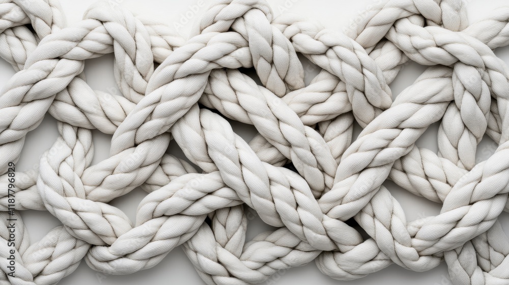 Poster intricate white rope weave pattern with abstract texture
