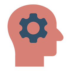 Head with gear flat icon symbolizing engineering and technical innovation