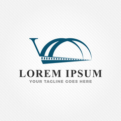 Famous bridge combined with initial letter H logo design template. Bridge logo design for business identity