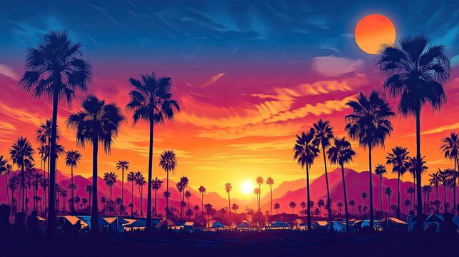 Coachella festival vector illustration. 