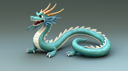 Majestic Cartoon Dragon, Digital Art