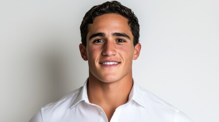 Obraz premium Portrait of a Smiling Man in a White Shirt