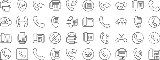 Vintage Phone Line Icon Bundle. Outline Signs for Graphic and Web Design, Apps, Adverts, Various Cards