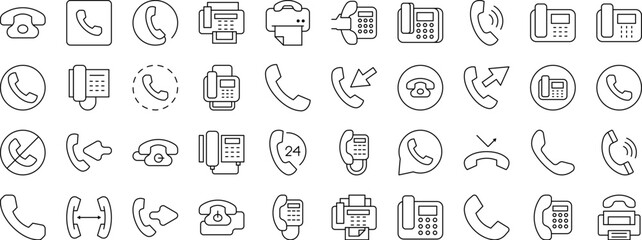 Vintage Phone Modern Outline Style Icons for Design, Cards, Apps, Social Networks