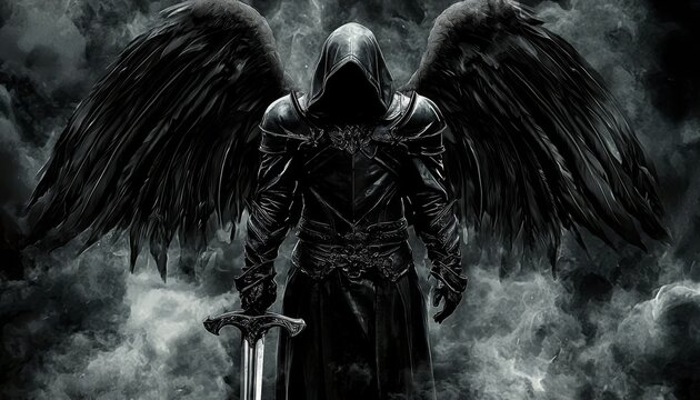 This captivating digital AI art showcases a fantasy scene with a powerful angelic figure.