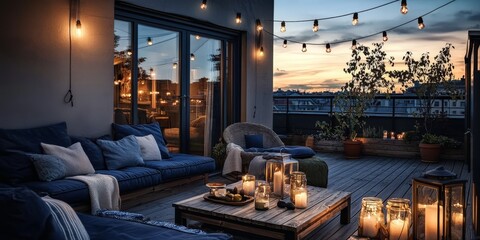 Charming atmosphere featuring lanterns and digital AI art.