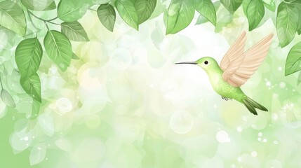 Fototapeta premium Gentle Hummingbird in a Lush Green Garden