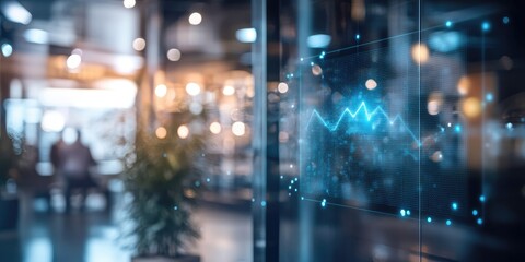 An abstract concept showcases a digital signature glowing on a floating holographic screen, framed by a blurred business environment.