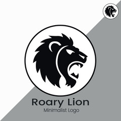 Obraz premium Angry Roaring Lion minimalist logo vector illustration