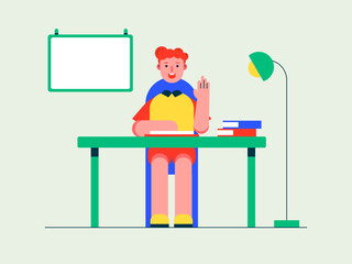 Students are studying at homeschooling. Homeschooling illustrations. Flat vector illustrations