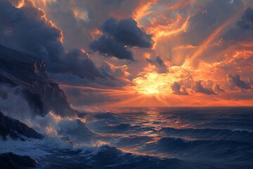 Fototapeta premium sunset over the ocean