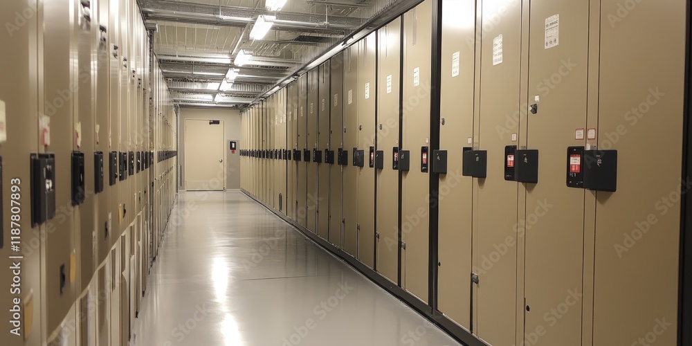Poster an advanced data archiving facility featuring automated systems that guarantee efficient storage and