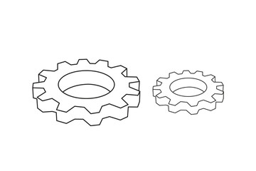 gear vector icon set and automotive gear, machine gears illustration isolated on white background. teamwork and industrial machinery for engineering projects and machinery function.